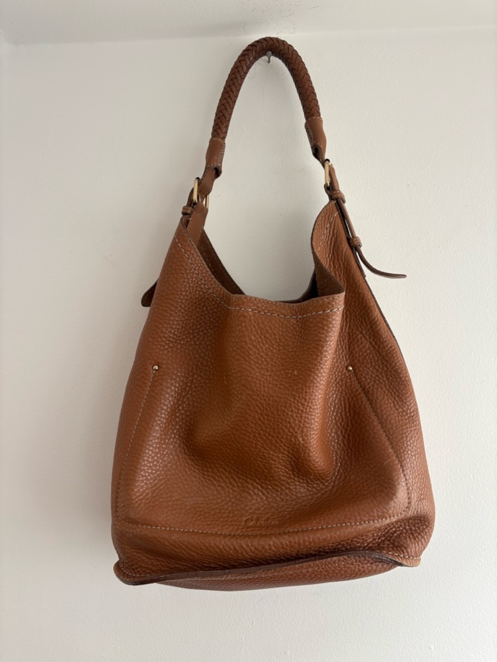 Cole Haan brown pebbled leather hobo bag